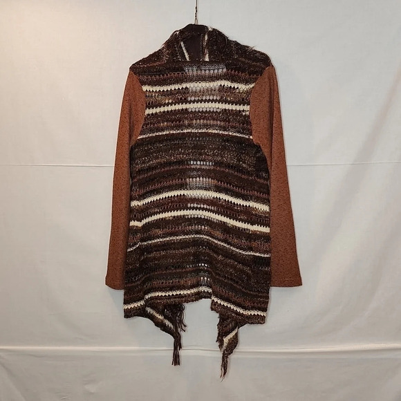 BKE Fringed Brown Sweater Open Cardigan Size Small - Picture 11 of 16